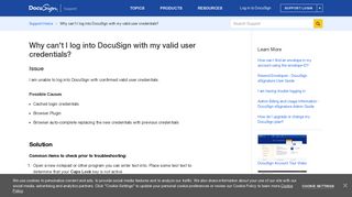 Why can't I log into DocuSign with my valid user credentials ...