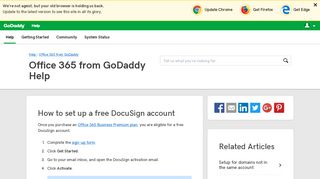 How to set up a free DocuSign account | Office 365 from GoDaddy ...