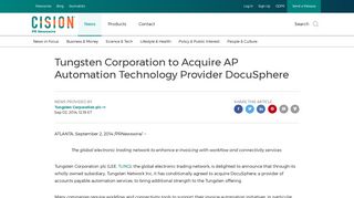 Tungsten Corporation to Acquire AP Automation Technology Provider ...