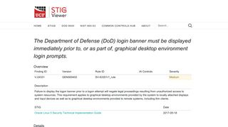 The Department of Defense (DoD) login banner must ... - STIG Viewer