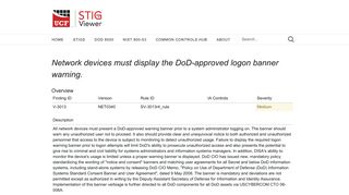 Network devices must display the DoD-approved logon banner ...