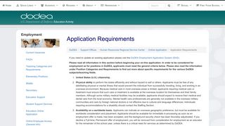 DoDEA's Application Requirements