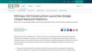 McGraw Hill Construction Launches Dodge Global Network Platform