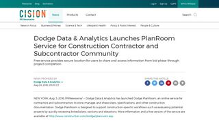Dodge Data & Analytics Launches PlanRoom Service for Construction ...