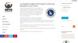 Dodgers Reviving Baseball In Inner Cities - GRYD Foundation
