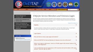 FAQs for Beneficiary Login - DoD TAP - Transition GPS
