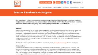 Mentor & Ambassador Program - NYC Men Teach