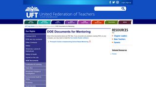 DOE Documents for Mentoring | United Federation of Teachers