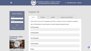 Contact Us Form - Interior Federal Credit Union (Interior FCU)