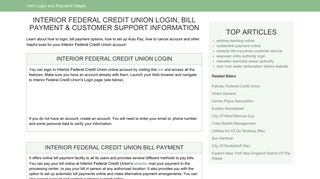 Interior Federal Credit Union Login, Bill Payment & Customer ...