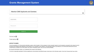 Applicant Sign In - Grants Management System - Department of Justice