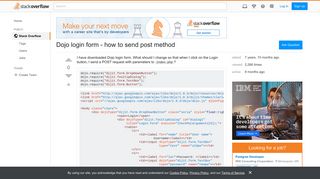 Dojo login form - how to send post method - Stack Overflow