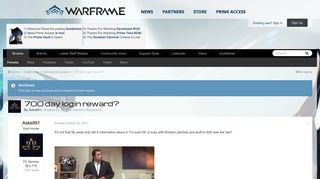 700 day login reward? - General Discussion - Warframe Forums