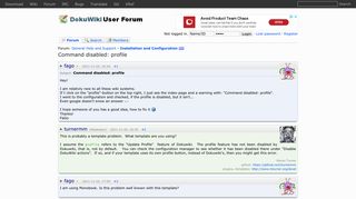 Command disabled: profile - DokuWiki User Forum