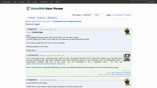 Cannot login - DokuWiki User Forum