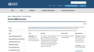 Form 5500 Corner | Internal Revenue Service - IRS.gov
