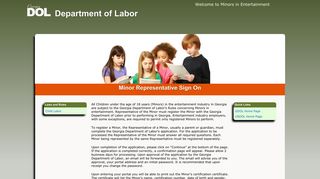 Minor Representative Sign On - Department of Labor