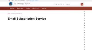 Email Subscription Service | U.S. Department of Labor