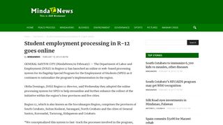 Student employment processing in R-12 goes online | MindaNews