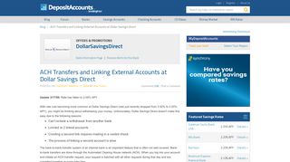 ACH Transfers and Linking External Accounts at Dollar Savings Direct