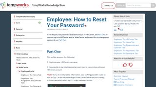 Employee: How to Reset Your Password | TempWorks Knowledge Base