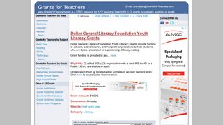Grants for Teachers | Dollar General Literacy Foundation Youth ...