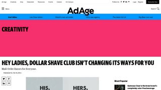 Hey Ladies, Dollar Shave Club Isn't Changing Its Ways for You | AdAge