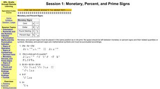 Session 1: Monetary, Percent, and Prime Signs - BRL: Braille Through ...