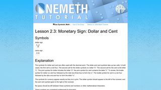 Lesson 2.3: Monetary Sign: Dollar and Cent - Nemeth Tutorial