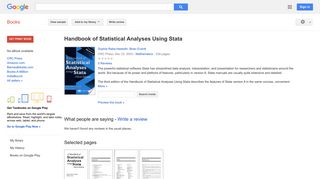 Handbook of Statistical Analyses Using Stata
