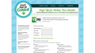 Dollar Tree Email Contest - Winners Circle