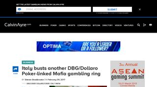 Italy busts another DBG/Dollaro Poker-linked Mafia gambling ring ...