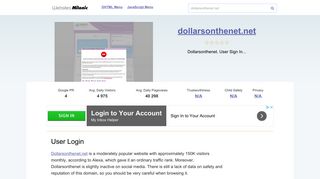 Dollarsonthenet.net website. User Login.