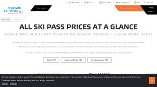 Ski Pass Prices & Tickets Dolomites| Dolomiti Superski