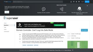 windows - Domain Controller: Can't Log Into Safe Mode - Super User