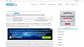 Allow non-administrators RDP Access to Domain Controller ...