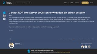 [SOLUTION] Cannot RDP into Server 2008 server with domain admin ...