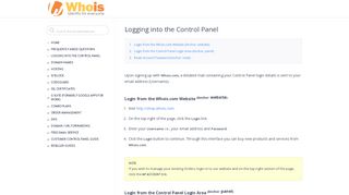 Logging into the Control Panel | KnowledgeBase - Control Panel Login