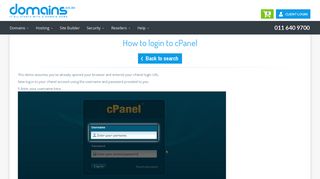 How to login to cPanel - Knowledgebase - Domains.co.za