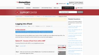 Logging into cPanel | InMotion Hosting