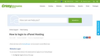 How to login to cPanel Hosting | Guide | Crazy Domains AU