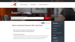 MelbourneIT: What is my Domain Password / EPP / Auth Code?