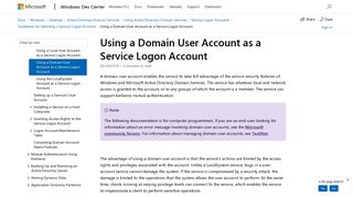 Using a Domain User Account as a Service Logon Account - Windows ...