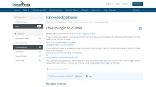 How to login to cPanel - Knowledgebase - Domain India