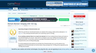 Domain Monster merging with 123-reg - NamePros