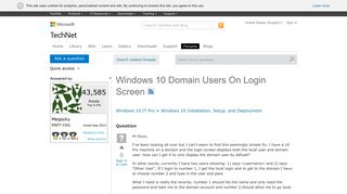 Windows 10 Domain Users On Login Screen - Microsoft