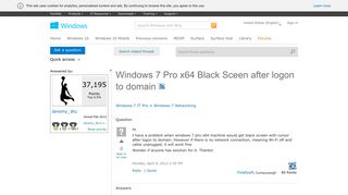 Windows 7 Pro x64 Black Sceen after logon to domain - Microsoft