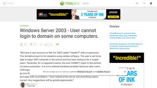 Windows Server 2003 - User cannot login to domain on some ...