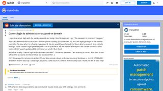 Cannot login to administrator account on domain : sysadmin - Reddit