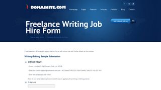 Freelance Writing Job Hire Form | domainite.com